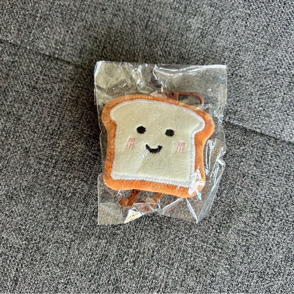 Handmade Cute Toast Plush Purse or Backpack Charm, Tan, Cream - Picture 10 of 10